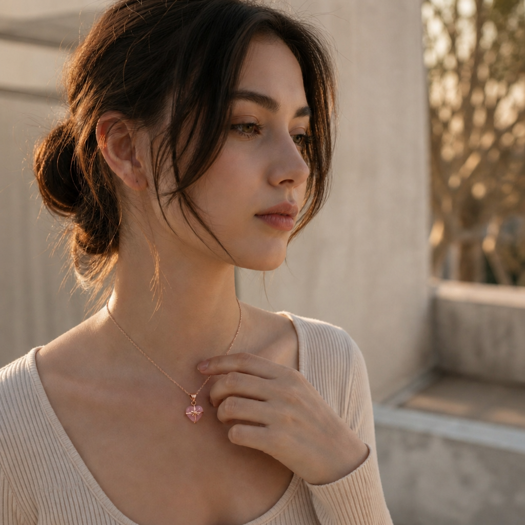 Heart Rose Quartz Necklace