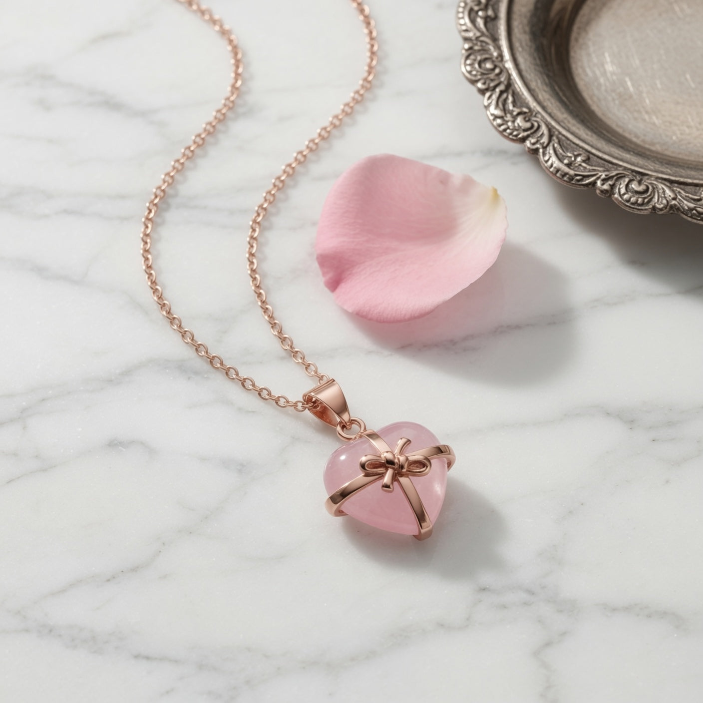 Heart Rose Quartz Necklace