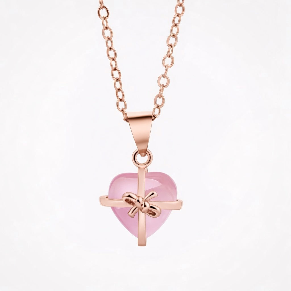 Heart Rose Quartz Necklace | Love & Healing Crystal